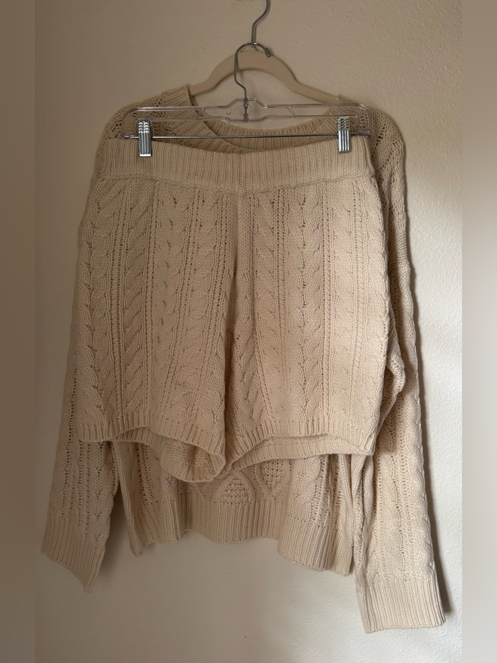 NWT Anrabess Off White Cable Knit Sweater and Short Set  - Women’s Sz Large